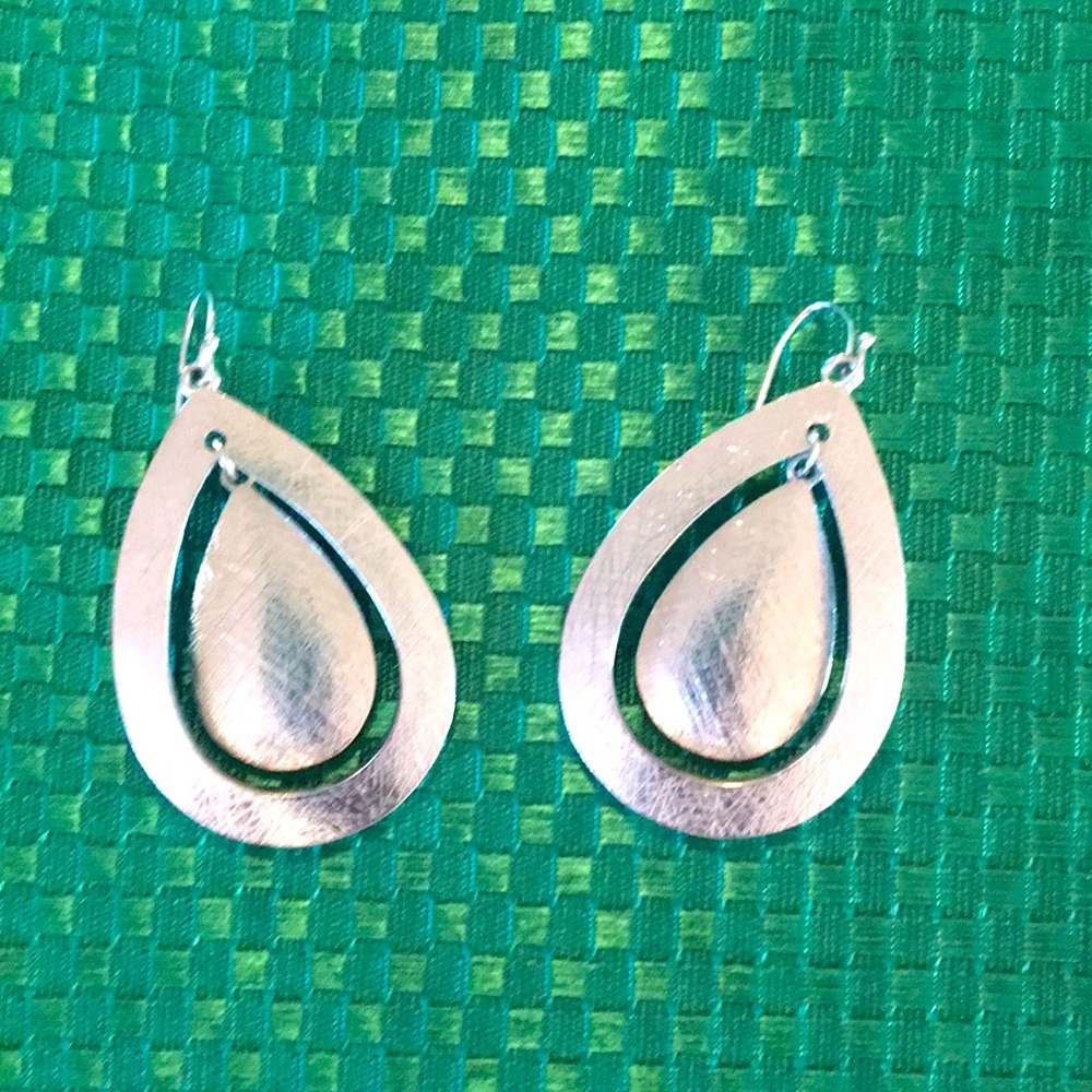 Silver, etched design earrings